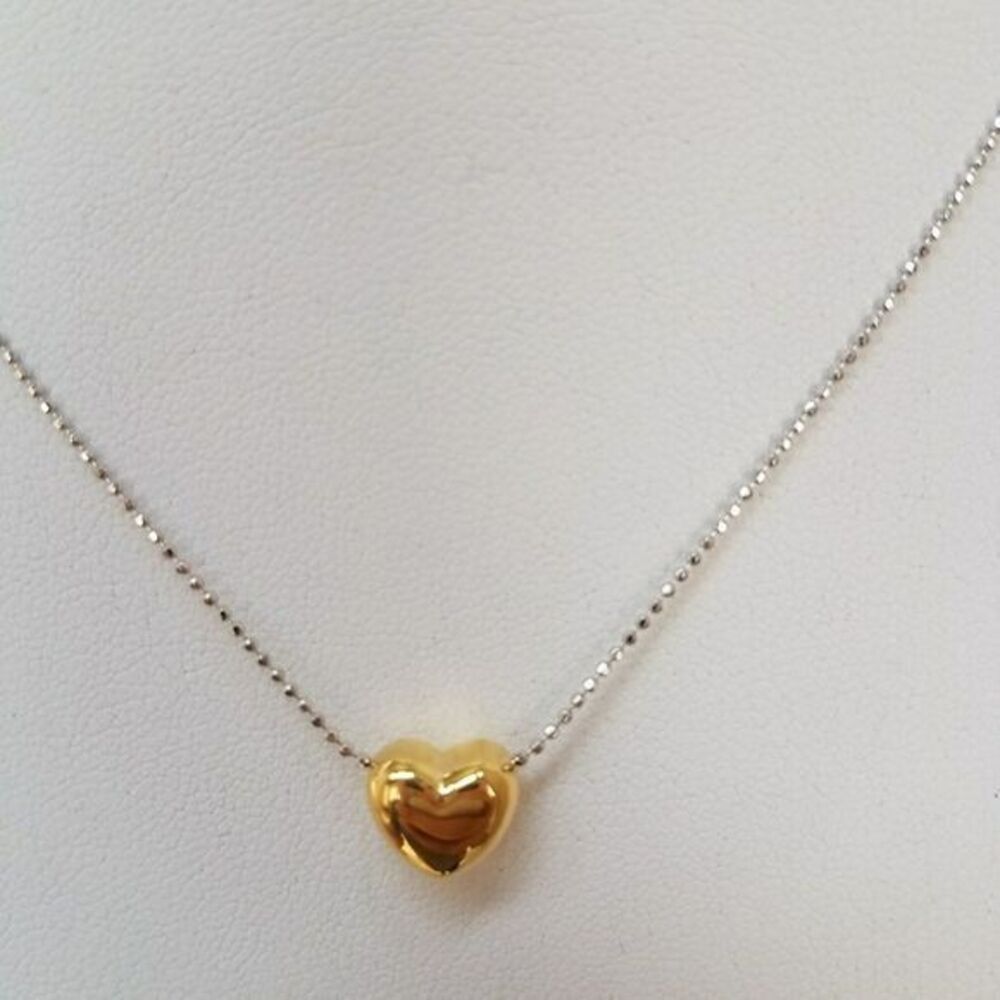 14k gold plated Heart Pof 2pc set Necklace